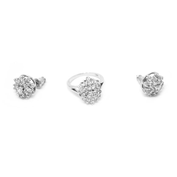 ⭐️HP⭐️ BUNDLE NEW Sterling Silver Jewelry Set Necklace Earrings Ring CZ - Picture 7 of 9